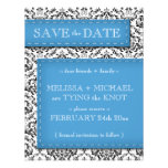 Blue Stitched Damask Save the Date Announcements