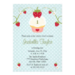 Blue Strawberry Cupcake Birthday Invitation Any Ag