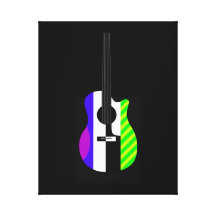 Blue Striped Guitar Canvas Print