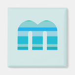 Blue Striped Monogram - Letter M Fridge Magnets