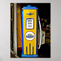 Blue Sunoco vintage gas pump posters