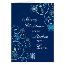 Blue Swirl Mother Merry Christmas Card
