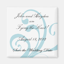 Blue Swirly Save the Wedding Date Magnet