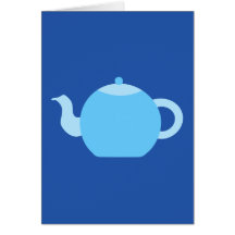 Blue Teapot on Navy Background. Greeting Cards