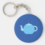Blue Teapot on Navy Background. Key Chains