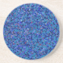 blue tile pattern drink coasters