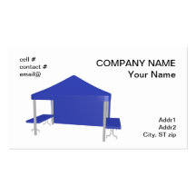 Blue trade show tent business cards