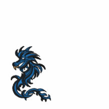 Blue tribal dragon golf embroidered shirt