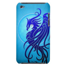 Blue Tribal Phoenix Barely There iPod Case