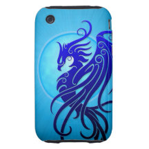 Blue Tribal Phoenix Tough iPhone 3 Case