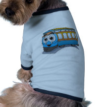 Blue Trolley Cartoon Dog T Shirt