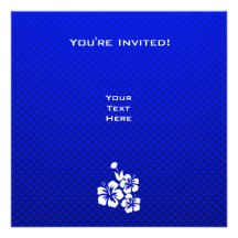 Blue Tropical Flowers Invitations