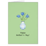 Blue Tulips green Mother's Day Card