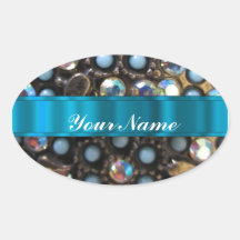 Blue turquoise beaded stickers