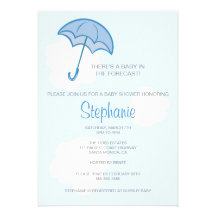Blue Umbrella Baby Shower Invitation