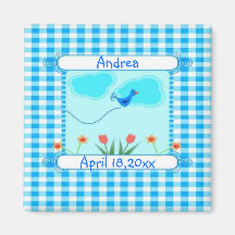 Blue Vichy New Baby Boy Refrigerator Magnets