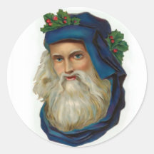 Blue Victorian Santa Sticker