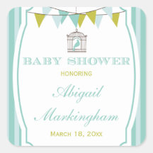Blue vintage banners baby shower stickers