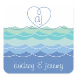 Blue Waves Loopy Heart Thank You Gift Sticker stickers