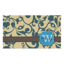 Blue Weathered Monogrammed Business Card Templates