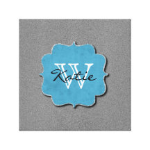 Blue Weathered Monogrammed Canvas Prints