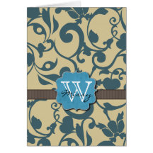 Blue Weathered Monogrammed Greeting Cards