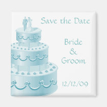 Blue Wedding Cake Save the Date Magnets magnets