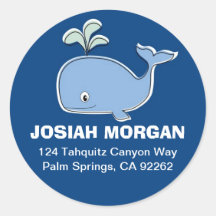 Blue Whale Address Labels Round Sticker
