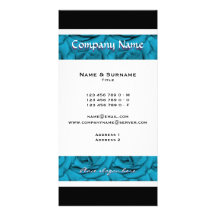Blue white black floral wedding personalized photo card