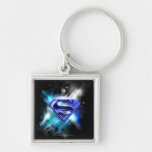 Blue-White Crystal Superman Logo Keychains