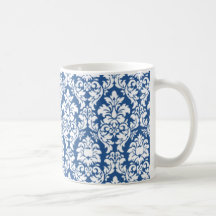 Blue & White Damask Coffee Mugs