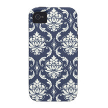 Blue White Damask iPhone 4 Case-mate Cases