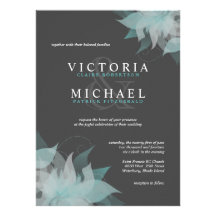 Blue White & Grey Floral Wedding Invitations