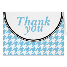 Blue & White Houndstooth custom Thank You card