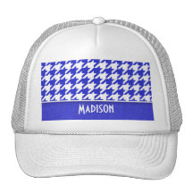 Blue & White Houndstooth; Cute Mesh Hats