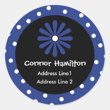 Blue & White Polka Dot Address Labels Stickers