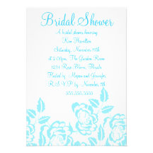 Blue & White Rose Bridal Shower Invitation