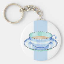 Blue White Teacup white blue Keychain