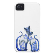 Blue Willow Siamese Cats iPhone 4 Case-Mate Cases