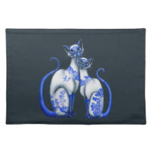 Blue Willow Siamese Cats Placemat