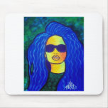 Blue Woman Sunglasses by Piliero Mouse Pads