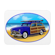 Blue Woodie on Golden Beach Flexible Magnet