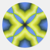 Blue Yellow Kaleidoscope Design Round Sticker