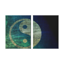 Blue Yin Yang Canvas Stretched Canvas Print