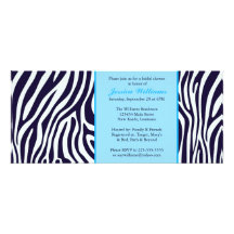 Blue Zebra Bridal Shower Custom Invitations