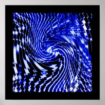 Blue Zebra Swirl Poster