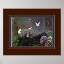 bluebellfield with unicorns print