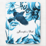 Bluebird + Flowers Mouse Pad - Classic Beauty