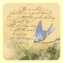Bluebird on Branch & Victor Hugo Quote stickers