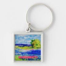 bluebonnet  wildflowers art key chains